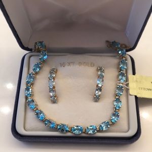 Blue topaz earrings and bracelet set.